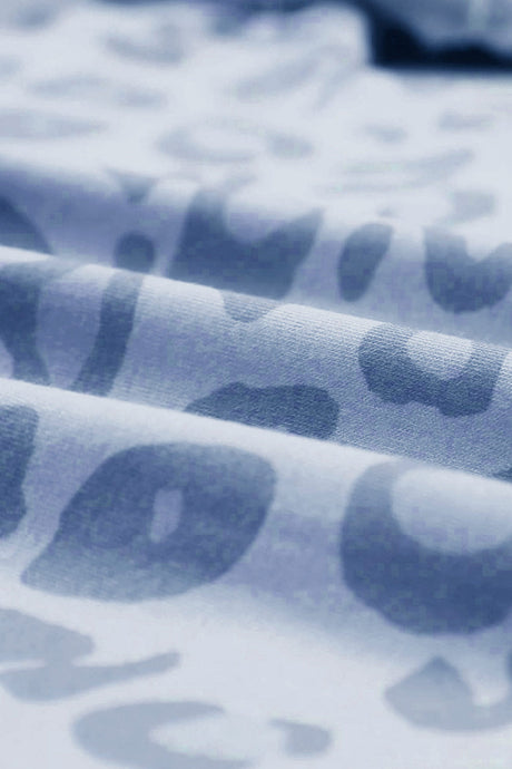 Arolora Leopard Print V Neck Long Sleeve Loungewear