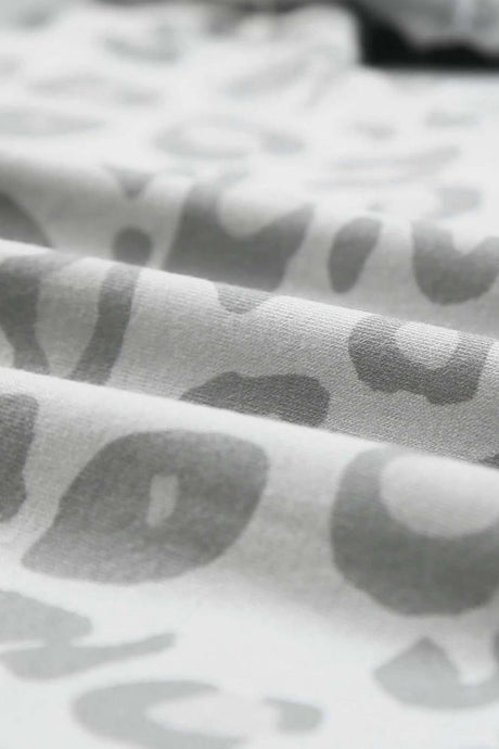 Arolora Leopard Print V Neck Long Sleeve Loungewear