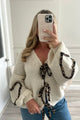 Arolora Leopard Tie-up Knit Cardigan
