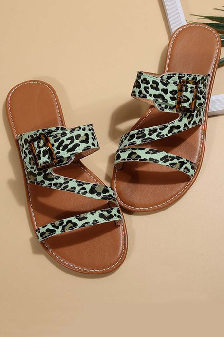 Leopard Print Bucket Slide Sandals