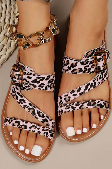 Leopard Print Bucket Slide Sandals