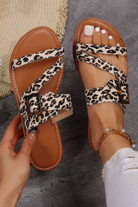 Leopard Print Bucket Slide Sandals