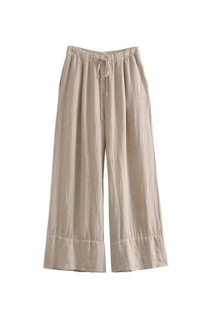 Arolora linen-crisscross-halterneck-tank-pants-suits