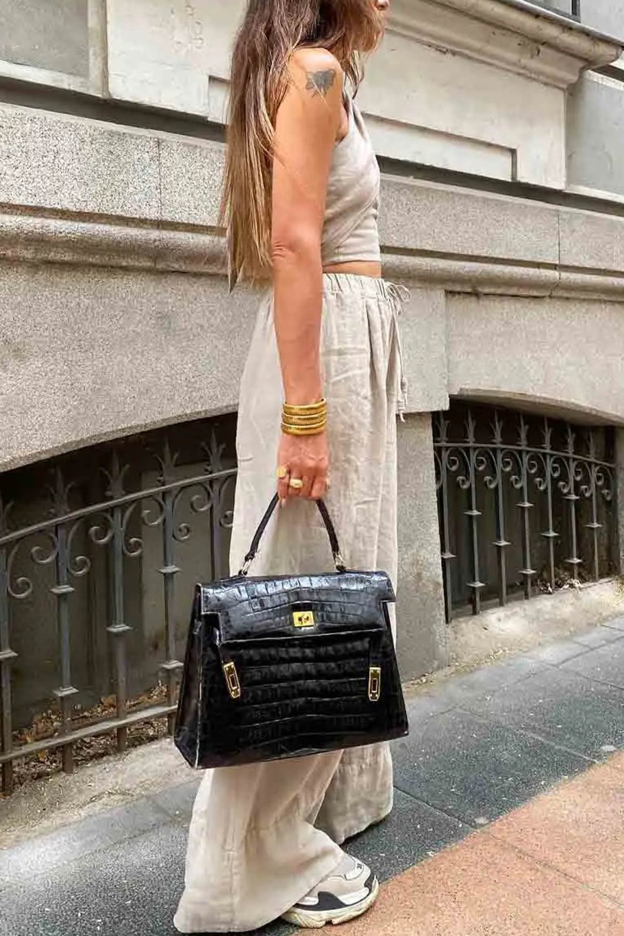 Arolora linen-crisscross-halterneck-tank-pants-suits