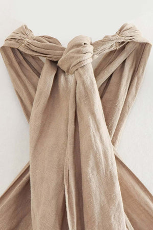 Arolora linen-crisscross-halterneck-tank-pants-suits
