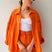 Arolora Long Sleeve Solid Color Shirt Shorts Set