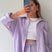 Arolora Long Sleeve Solid Color Shirt Shorts Set
