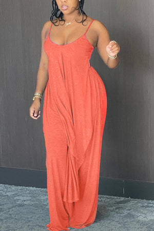 Low Cut Cami Top Wide Leg Pants Suits