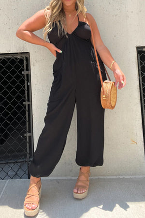 Low Cut Halterneck Pocketed Jumpsuits