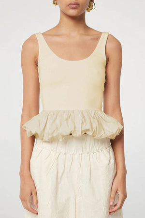 Low Cut Ruched Cotton Tank Top