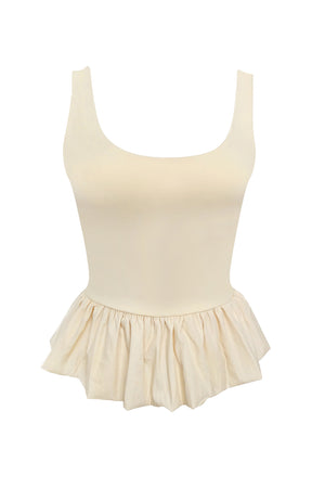 Low Cut Ruched Cotton Tank Top