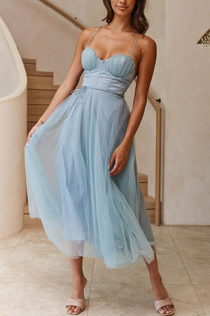 Mesh Corset Lace-up Cami Dress