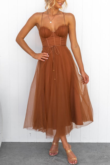 Mesh Corset Lace-up Cami Dress