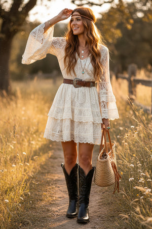 Pointed-toe Mid-calf Chunky Heel Cowboy Boots