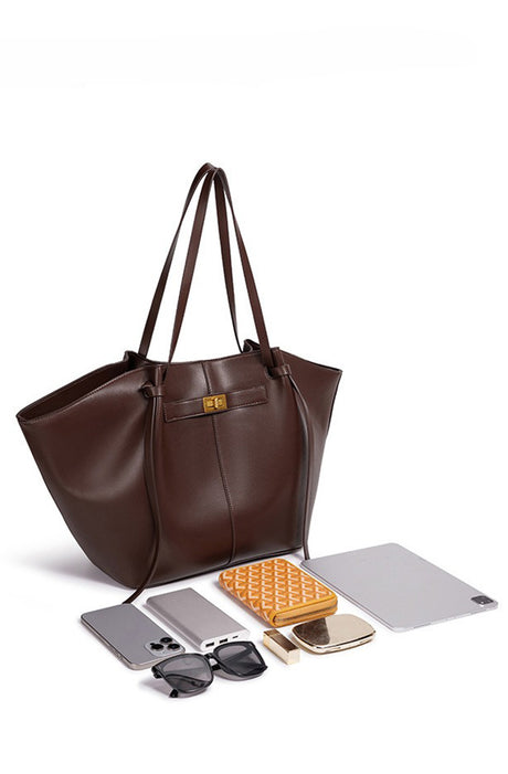 Minimalist Bat-shaped Leather Tote Bag