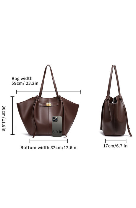 Minimalist Bat-shaped Leather Tote Bag