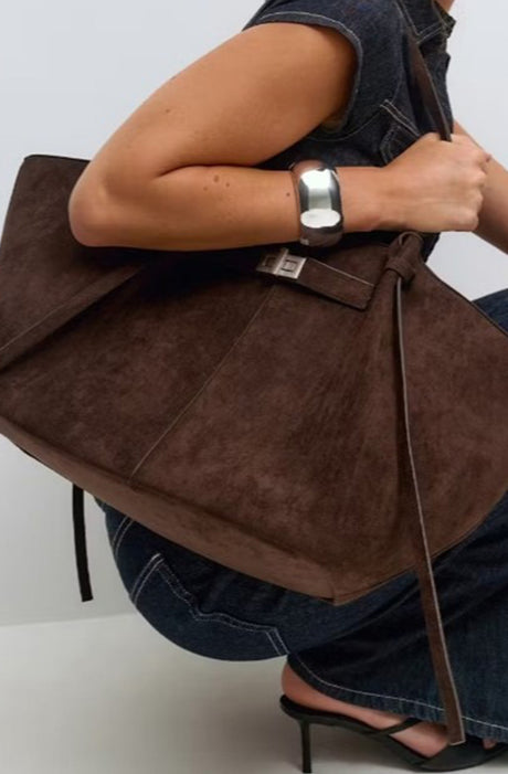 Minimalist Bat-shaped Leather Tote Bag