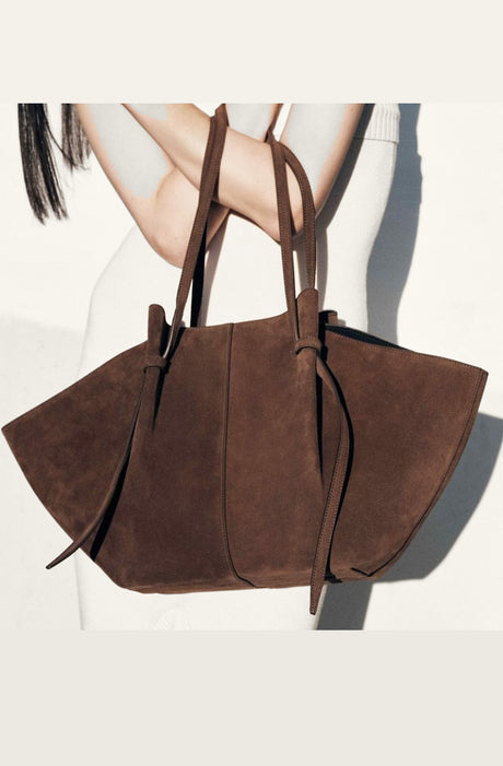 Minimalist Bat-shaped Leather Tote Bag