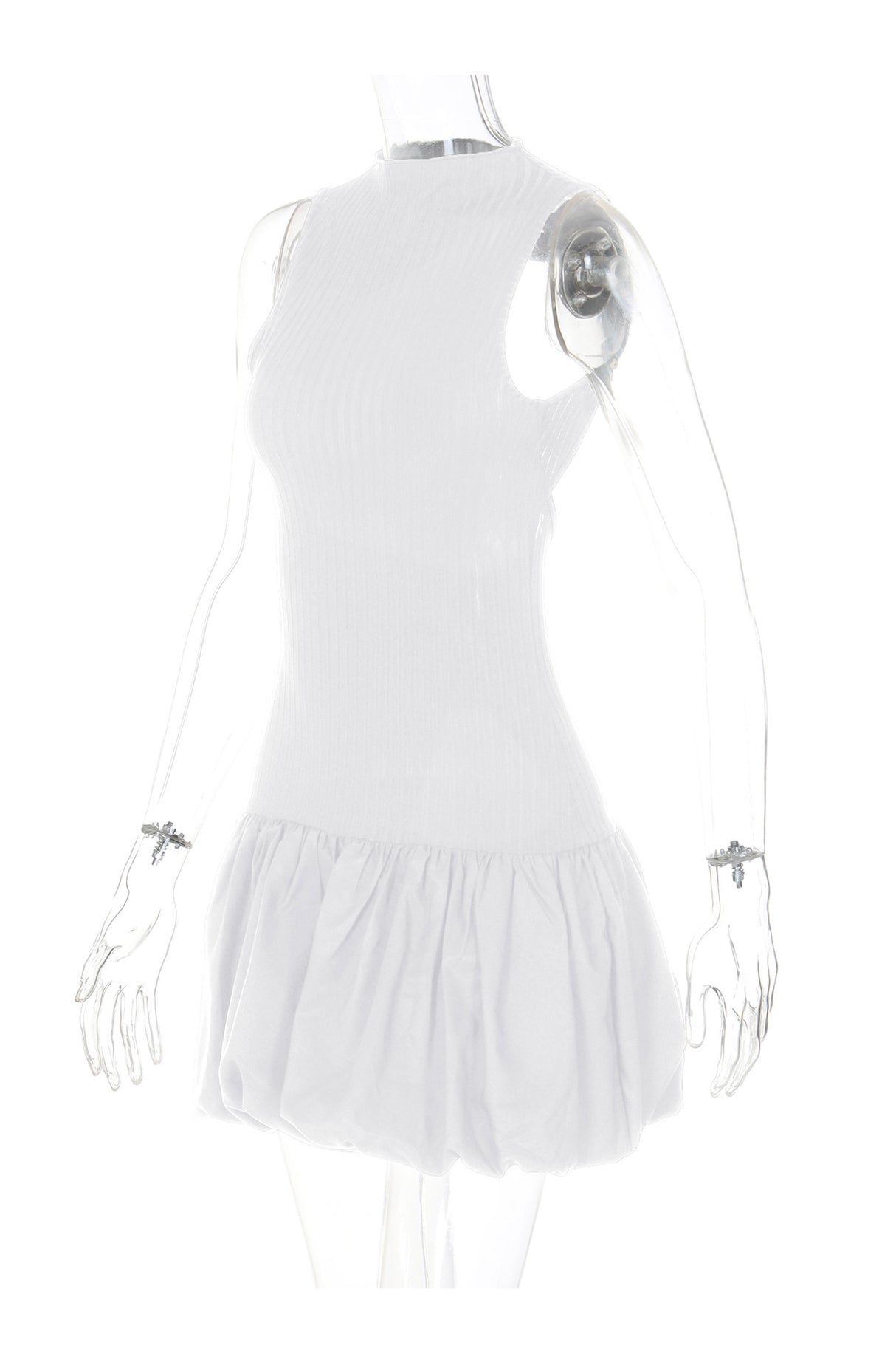 Arolora Mock Neck Cowl Back Knit Patchwork Ballon Dress