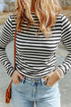 Arolora mock-neck-striped-knit-pullover