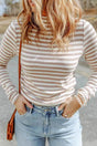 Arolora mock-neck-striped-knit-pullover