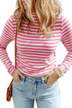 Arolora mock-neck-striped-knit-pullover