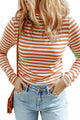 Arolora mock-neck-striped-knit-pullover