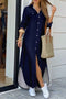 Long Sleeve Button Up Pocket Shirt Dress