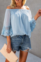 Off-shoulder Flares Sleeve Ruffle Chiffon Tops