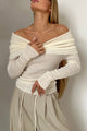 Arolora off-shoulder-long-sleeve-knit-tops