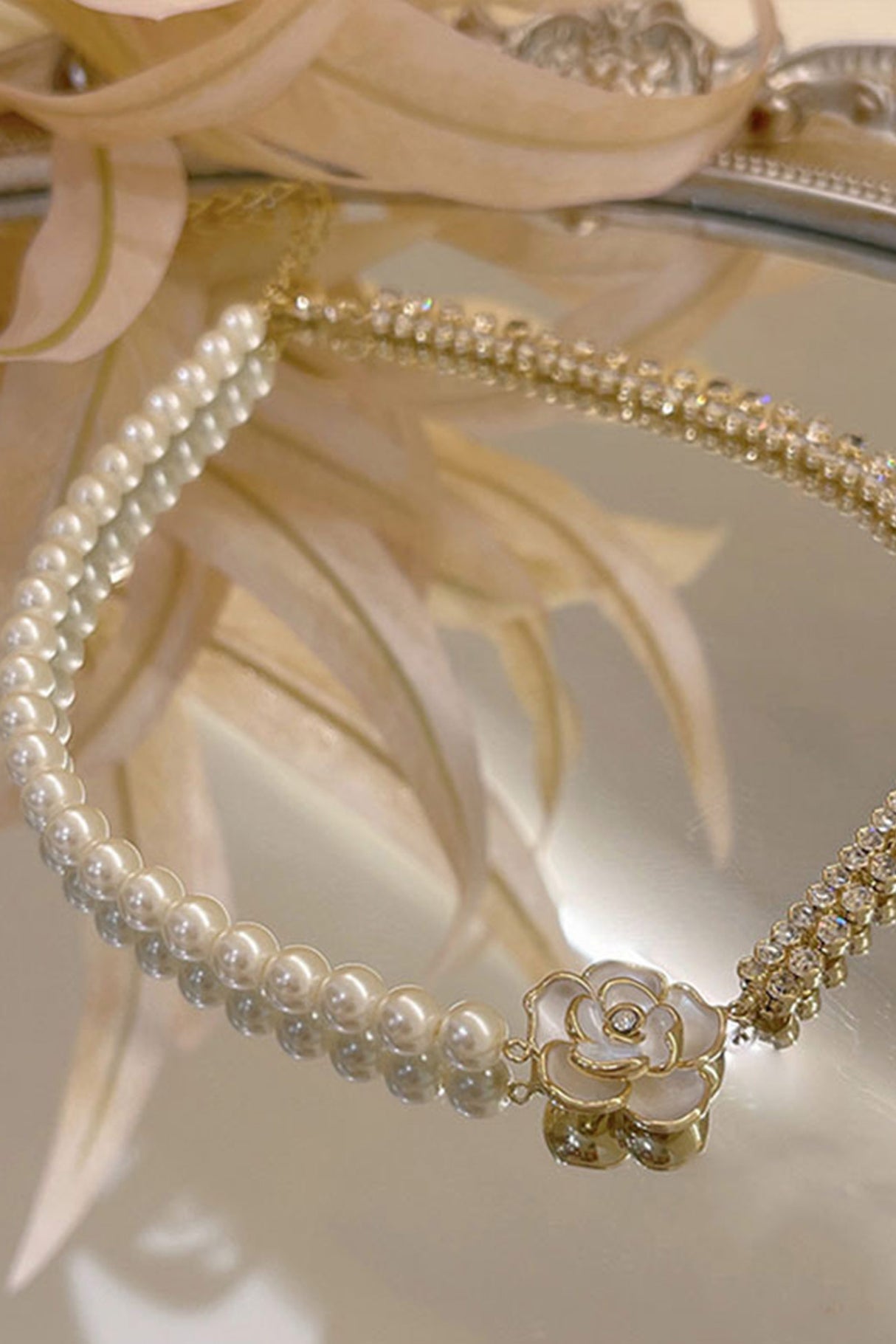 Pearl Camellia Patchwork Necklaces