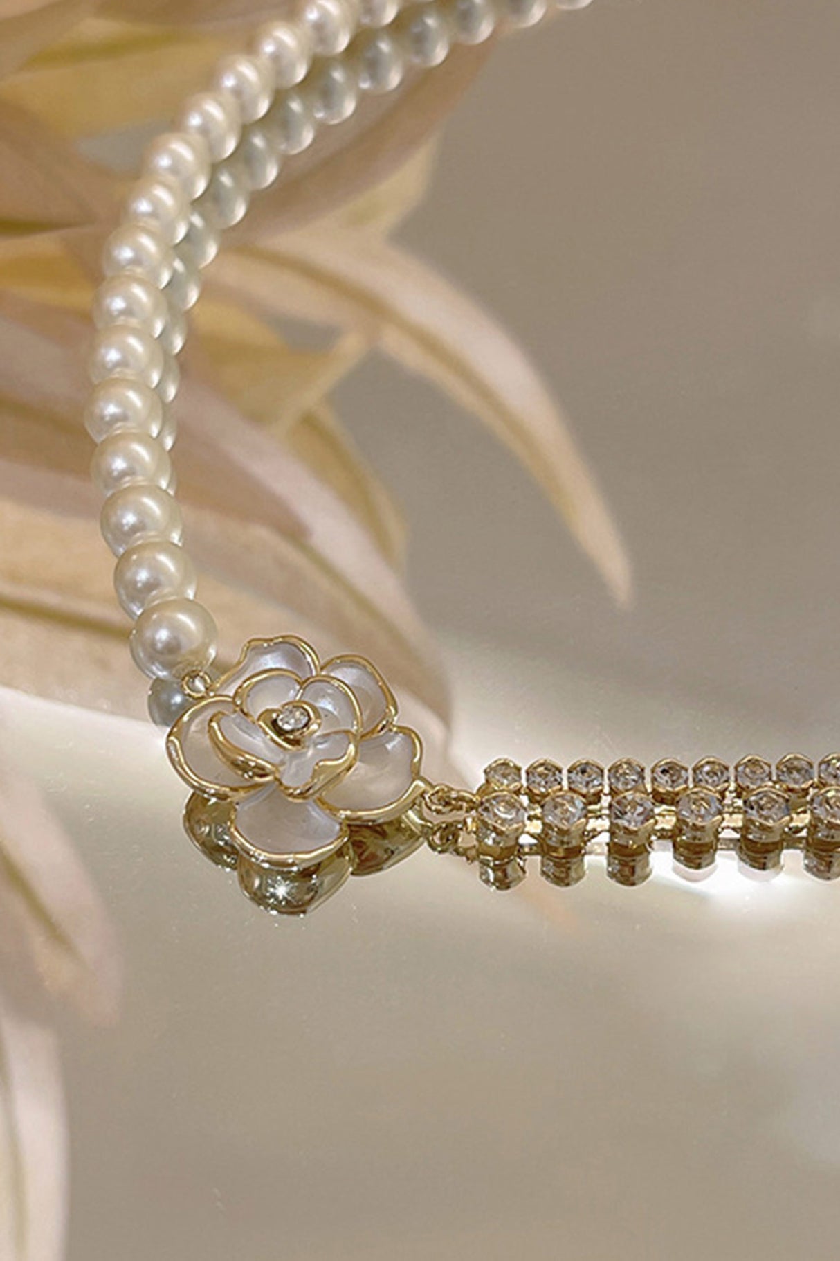 Pearl Camellia Patchwork Necklaces