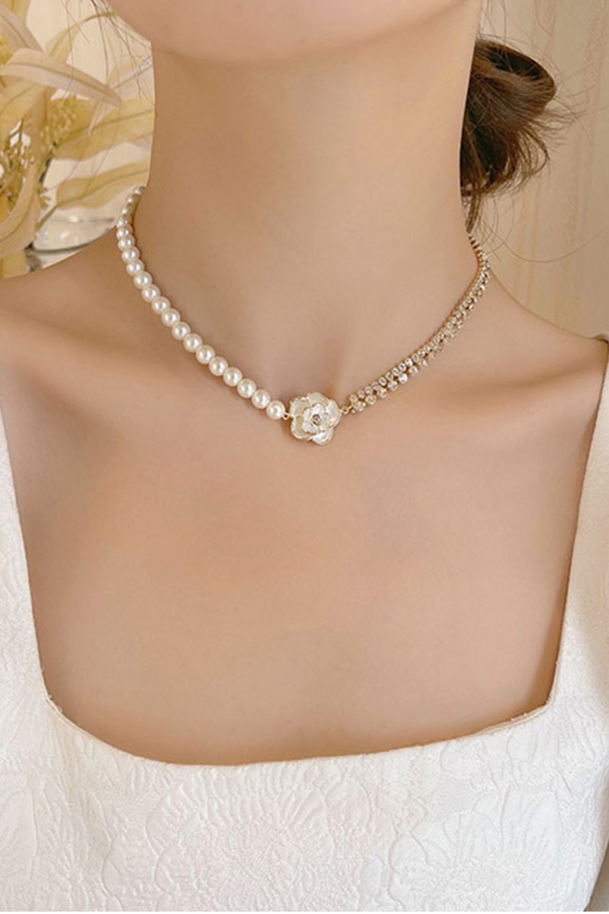 Pearl Camellia Patchwork Necklaces