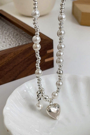 Pearl Peach Heart Pendant Necklaces
