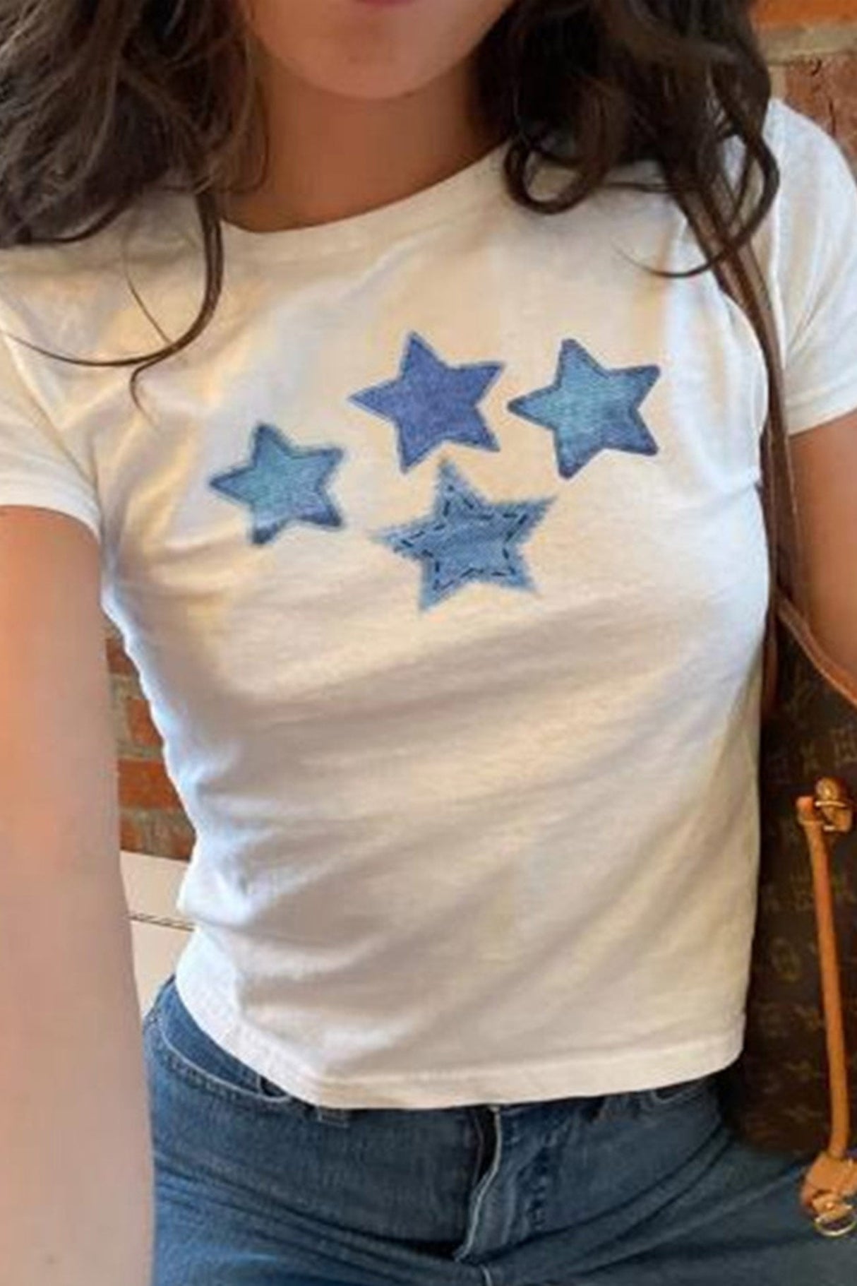 Arolora pentagram-print-cotton-t-shirt