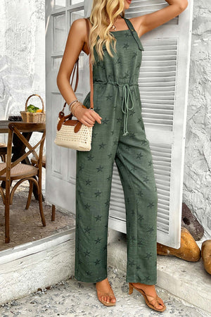 Arolora Pentagram Print High Waist Overalls
