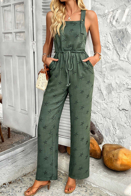 Arolora Pentagram Print High Waist Overalls