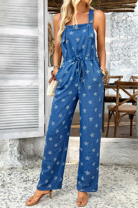 Arolora Pentagram Print High Waist Overalls