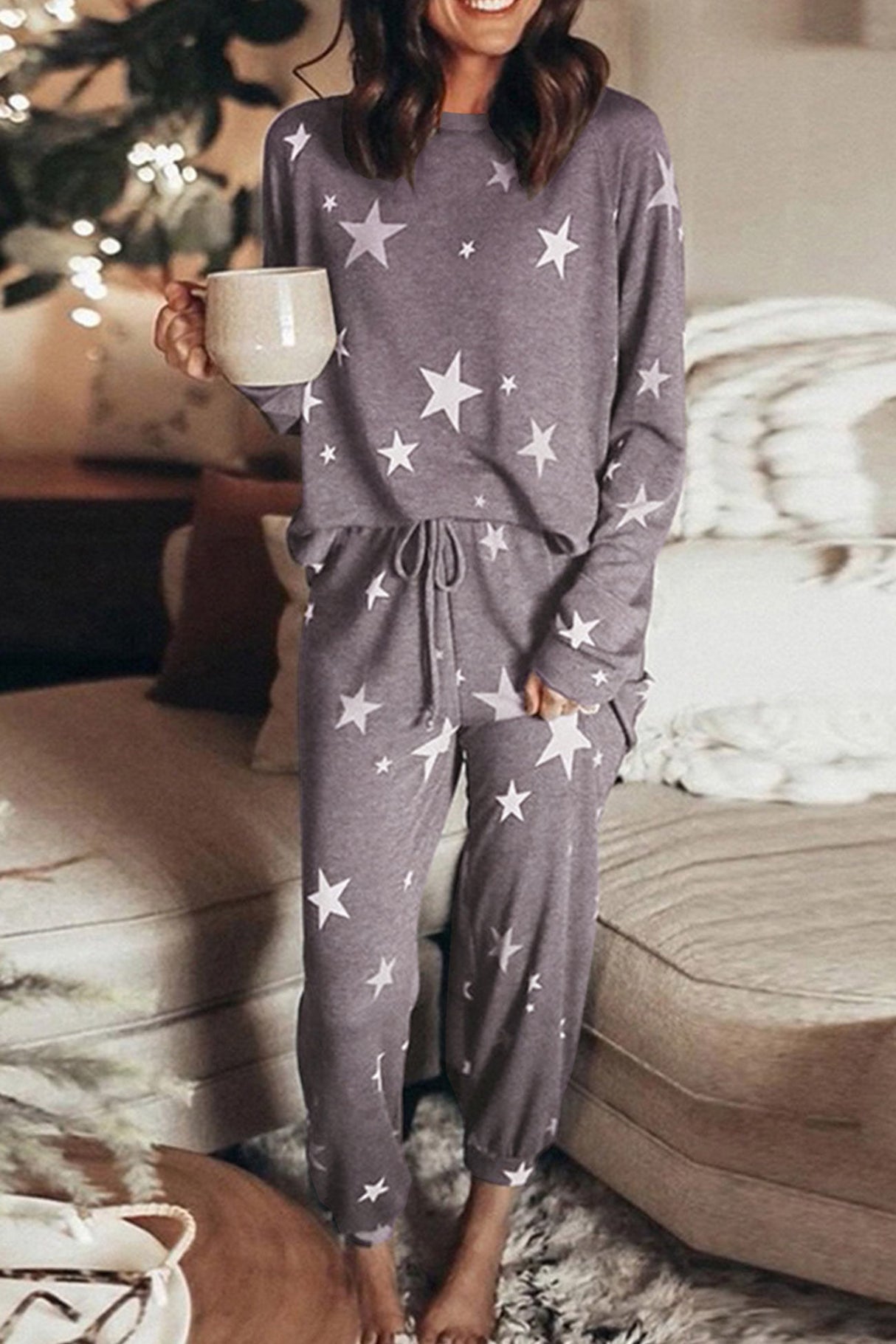 Arolora Pentagram Print Pullover Set