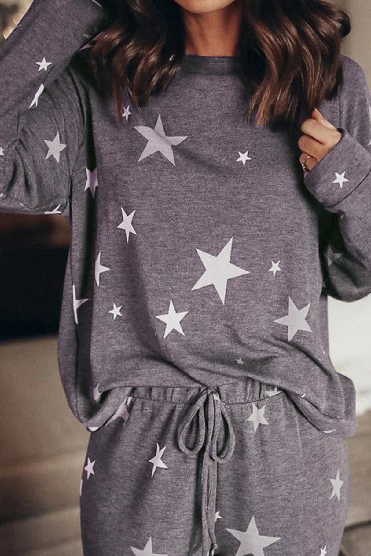 Arolora Pentagram Print Pullover Set
