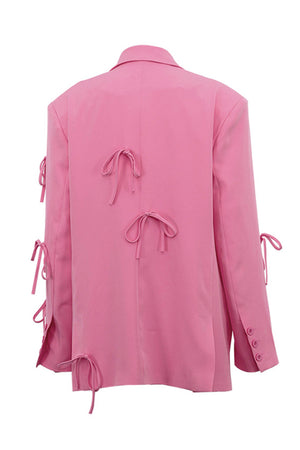 Pink Bow Pocketed Blazer