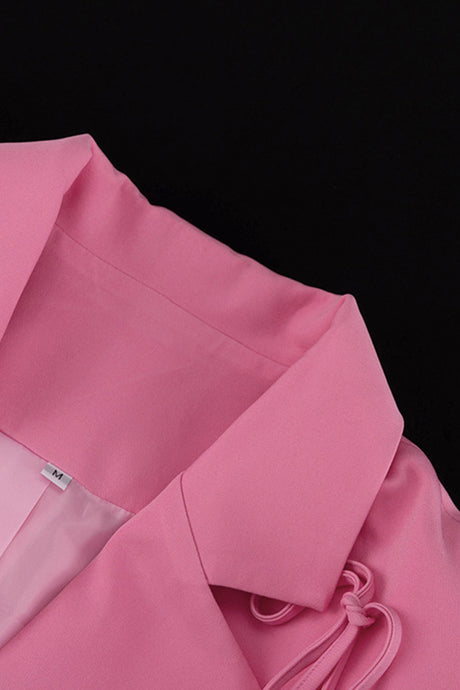 Pink Bow Pocketed Blazer