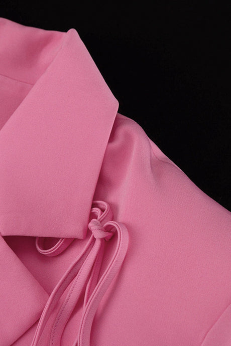 Pink Bow Pocketed Blazer