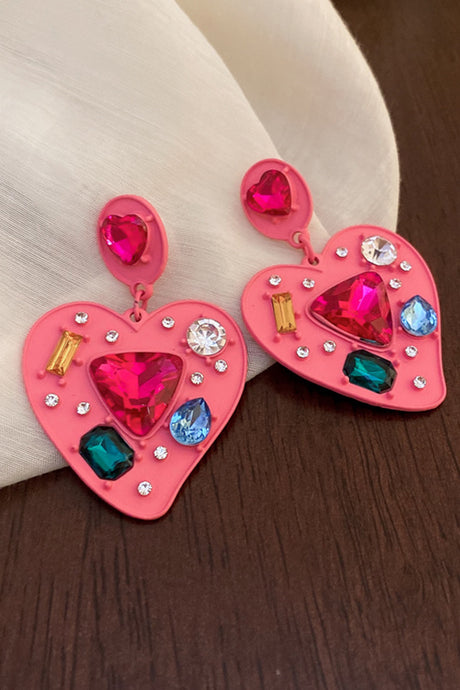 Pink Colorful Rhinestone Earrings