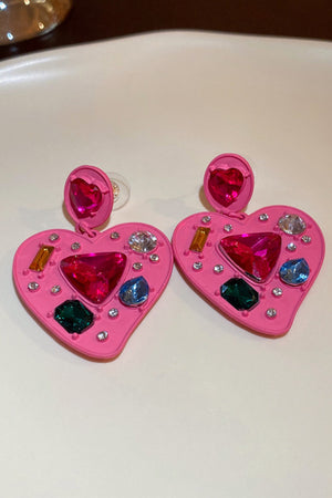 Pink Colorful Rhinestone Earrings
