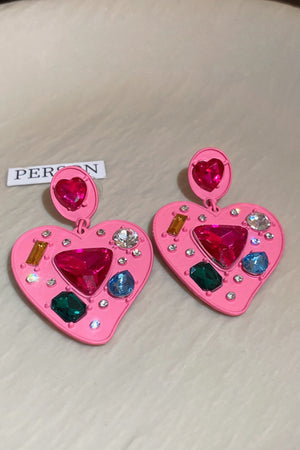 Pink Colorful Rhinestone Earrings