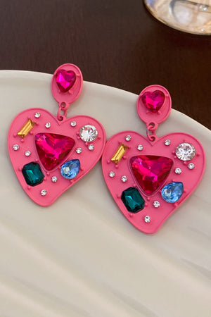 Pink Colorful Rhinestone Earrings