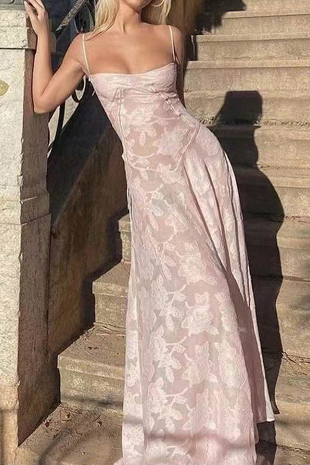 Pink Jacquard Corset Cami Dress – AROLORA