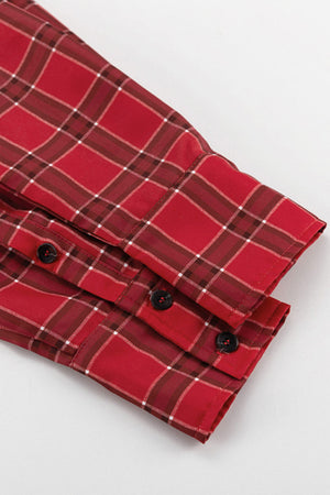 Plaid Single-breasted Loose Blouse