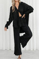 Arolora pleated-blouse-slit-long-pants-set